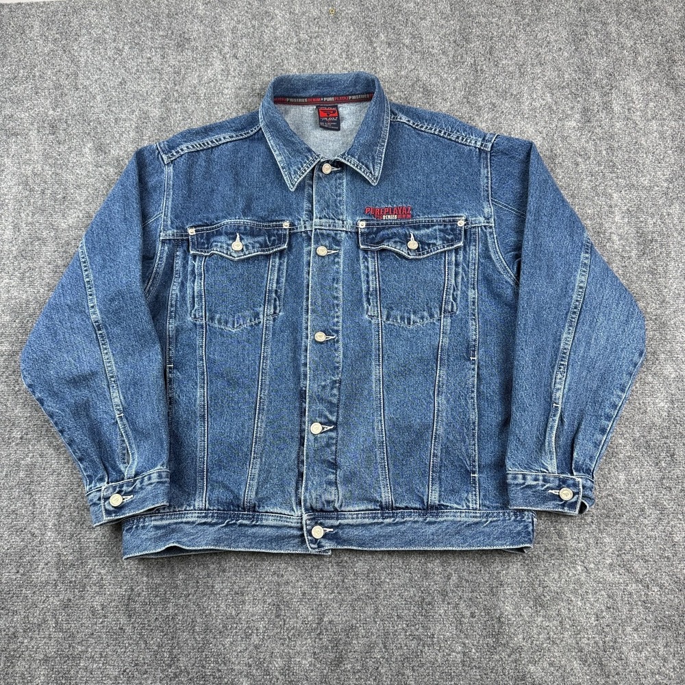 Vintage Pure Playaz Jean Jacket Mens Size XL P16 Series Denim Trucker 90s Y2K